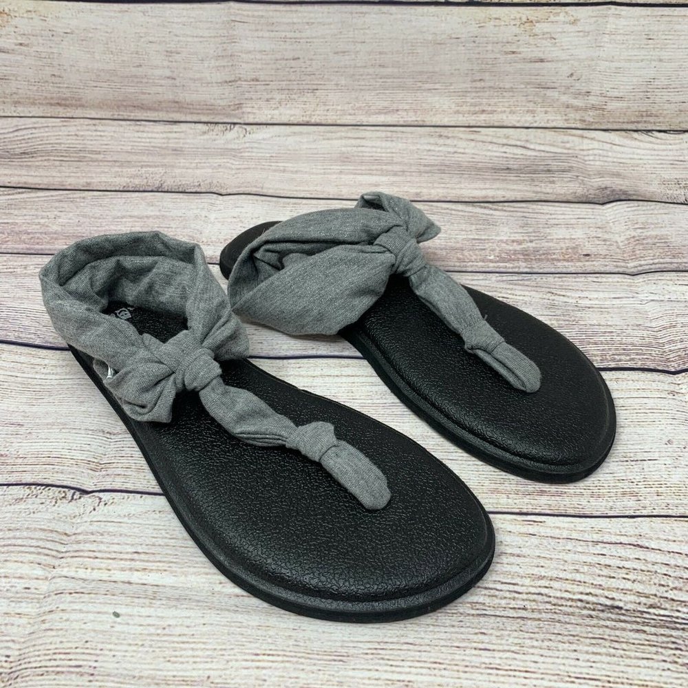 Sanuk Yoga Sling Ella  Flip Flops Sandals 1091532 Gray  Women's Size 6